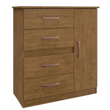Imagem de Cômoda Caribe Doripel 4 Gavetas 1 Porta Cor Nogueira