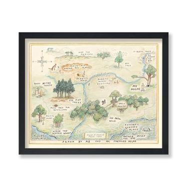 Imagem de Poster Master Pôster Do Ursinho Pooh - Mapa Da Floresta Dos Cem Acres, Livro De Histórias, Presente Artístico Para Meninos, Meninas E Pais, Decoração Chique Quarto, Sala Estar, Berçário Ou Quarto In