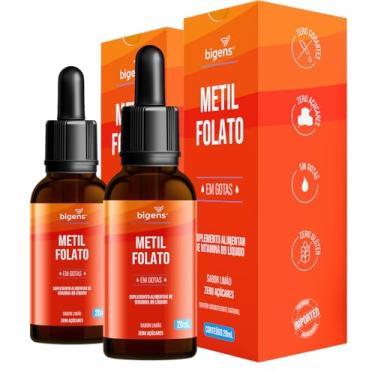 Imagem de Metilfolato vegan vitamin gotas liquido, Ácido Fólico Ativo, sabor limão, 20 ML, Biogens (Kit 2)