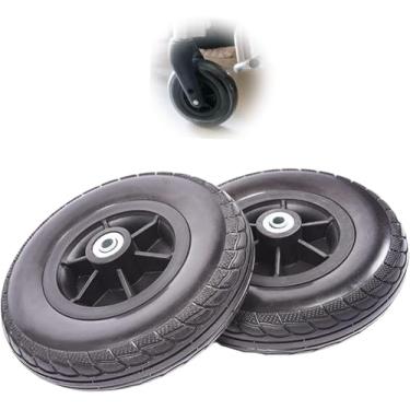 Imagem de Substituição Da Roda Dianteira Da Cadeira De Rodas 7ih, Roda De Pneu Sólido Pu Para Deficientes Físicos Em Cadeira De Rodas, Conjunto De Roda Para Cadeira De Rodas, Rolamento, Black, 17.5cm/7inch