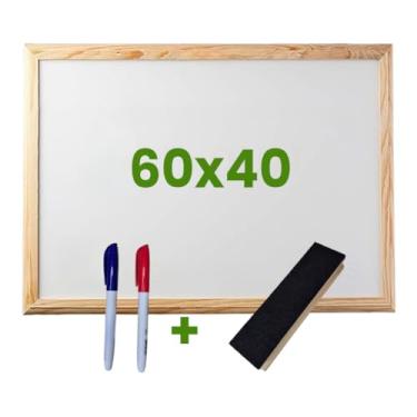 Imagem de Quadro Multifuncional para Recados e Organização – Mural Magnético, Painel Magnético e Modelo Compacto com Ceramic Steel e Moldura Natural(60x40 Apagador e 2 Marcadores)