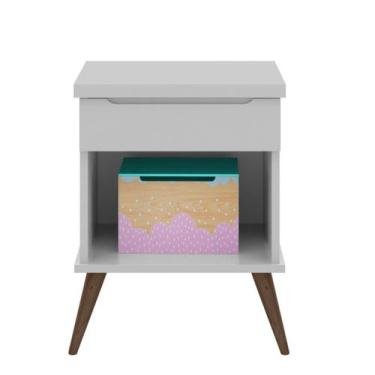 Imagem de Mesa de Apoio Infantil Melinda MDF Pés Madeira Cinza Pheonix Baby