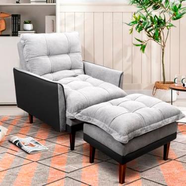 Imagem de Poltrona Reclinável com Puff Catena Cinza - King House