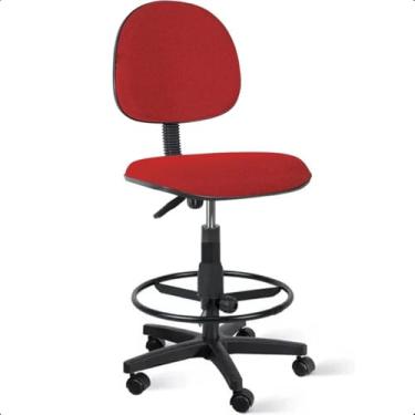 Imagem de Cadeira de Escritório Caixa Alta Executiva Vermelha com Rodízios – Para Balcão e Recepção, Ergonômica e Reforçada Home Gourmet