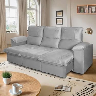 Imagem de Sofá Retrátil Reclinável America 2.30m Suede Cinza - King House