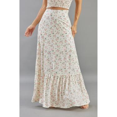 Imagem de Saia Longa Camponesa Estampada Floral com Babado Dialogo-Feminino