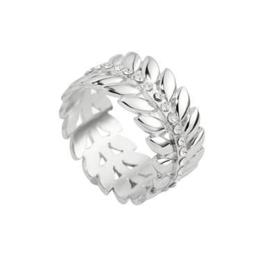 Imagem de Delicado CZ Folha Lenço de Seda Clipes Anel para Mulheres Chique Minimalista Cristal Xale Cachecóis Fivela Fecho Clipe Anel de Dedo Elegante Acessórios de Vestido Moda Joias Tamanho 10, 10, Metal