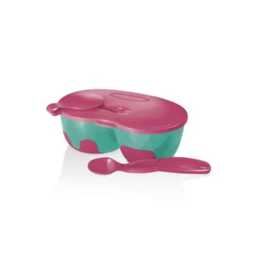 Imagem de Prato Fundo Com Divisória E Colher Funny Meal Rosa Multikids Baby - BB