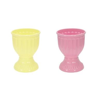 Imagem de 2 Vasos Estilo Romano Decoração Festa Acrílico 13cm X 18cm (AMARELO E ROSA CANDY)