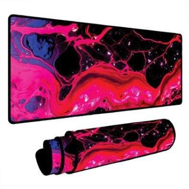 Imagem de Novo Mouse Pad Gamer Deskpad Speed Extra Grande Borda Costurada Profissional 70x30  - Liquid  Rosa Preto