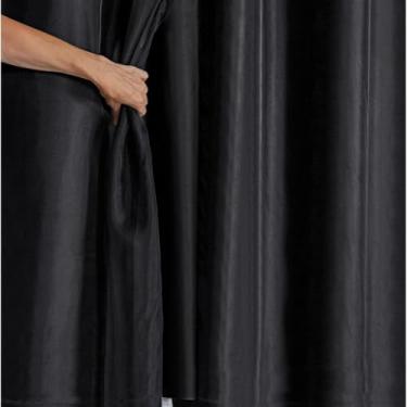 Imagem de Cortina Blackout PVC C/Voil Liso Blecaute Corta 100% a Luz Para Quarto, Sala, Escritório Em(Preto,2.80m x 1,60m)