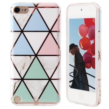 Imagem de KZONO Capa protetora para iPod Touch 7/6 com estampa fofa, design exclusivo, slim fit, TPU macio para iPod Touch 7, padrão exclusivo (triângulo colorido)