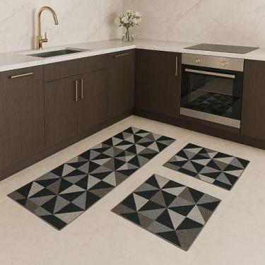 Imagem de Kit De Tapete E Passadeira Cozinha 3 Peças Antiderrapante - Loliá Enxo