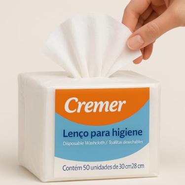 Imagem de Lenço para Higiene Corporal Cremer Toalha Descartável Adulto e Infantil 30x28cm Uso Hospitalar Banho no Leito Toque Macio Hipoalergênico