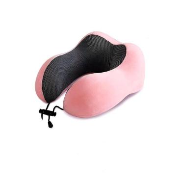 Imagem de Almofada Pescoço Viagem Ajustável Espuma Viscoelástica Rosa