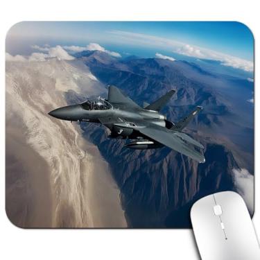 Imagem de Knseva Tapete de mouse para escritório/jogos da Força Aérea dos EUA 24 x 20 cm, tapete antiderrapante para mesa, aviação F-15e Strike Eagle, avião de caça a jato