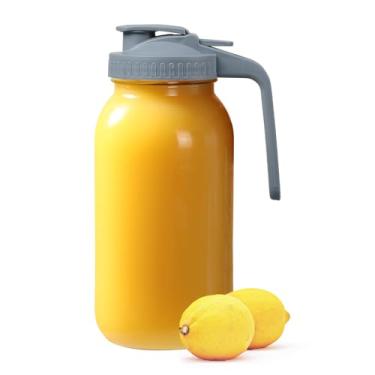 Imagem de Naivees Jarra de chá de vidro com tampa hermética de boca larga, recipiente de geladeira à prova de vazamento com tampa cinza para água, chá, suco e bebidas (1 pacote - 1,814 g)