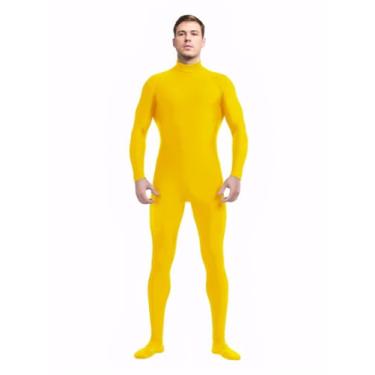 Imagem de ATHX Macaquinho de fantasia masculino e feminino Zentai, elastano, elástico, para festa de Halloween, macacão cosplay (amarelo, GG)