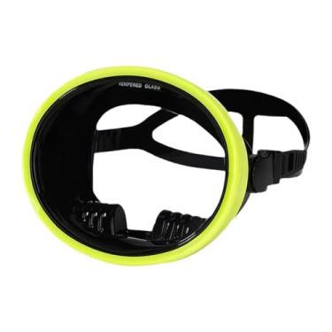 Imagem de rockible Máscara de mergulho de lente única, óculos de mergulho com snorkel, óculos de natação, de à prova de vazamento e visão ampla para livre, Amarelo Fluorescente