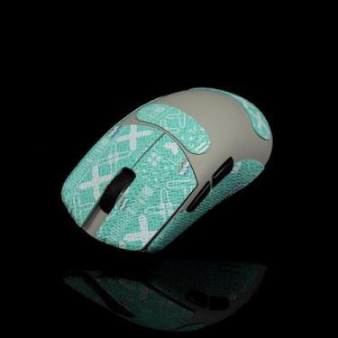 Imagem de Hokeyio Fita adesiva para Lamzu Maya X - antiderrapante, controle aprimorado, resistência ao suor, melhora a aderência FPS Gaming e a proteção do mouse [pré-corte] Printsteam Ciano 0,5 mm