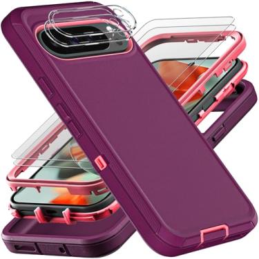 Imagem de YKHJKLEC Capa para Google Pixel 10 Pro XL, grau militar 3 em 1 resistente à prova de choque/à prova de queda/à prova de poeira com 2 peças de protetor de tela de vidro temperado e protetor de lente da