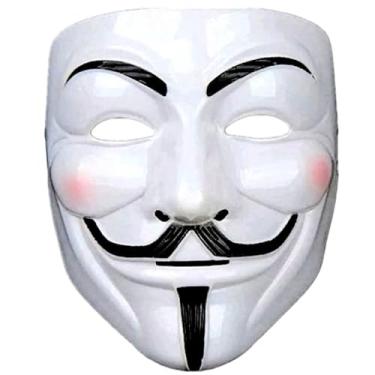 Imagem de Máscara Anonymous Clássica, Branca, Plástico, para Fantasia e Carnaval