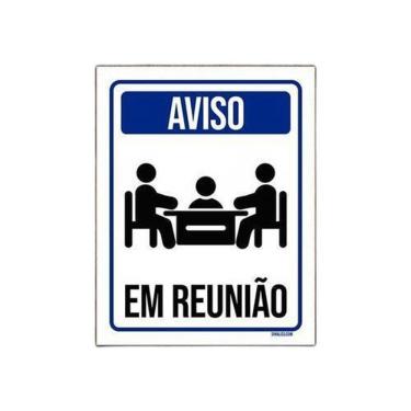 Imagem de Placa De Sinalização Aviso Sala Em Reunião 36X46