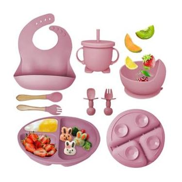 Imagem de MiniNutri™ Kit Introdução Alimentar Bebê 8 Peças Silicone - Seguro, Macio e Livre de BPA - LINHA PREMIUM