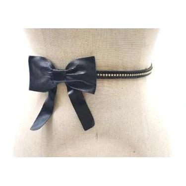 Imagem de Cinto feminino fino couro com metal laço vestido GR128 - Barão Do Cour