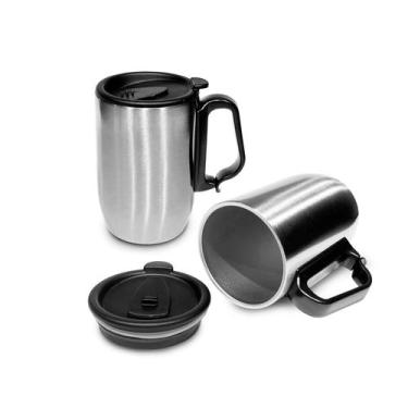Imagem de Caneca Térmica 350ml Café Chá de Aço Inox Parede Dupla C/ Tampa e Bico