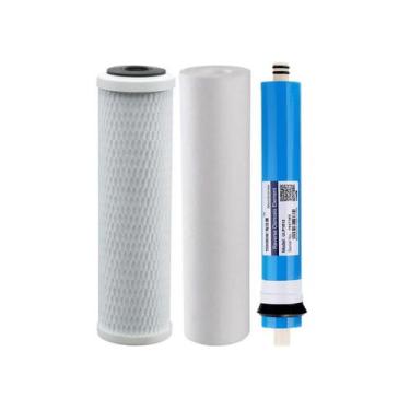 Imagem de Kit Refil Polipropileno Carvão Block Membrana Osmose 100gpd - BR Fish 