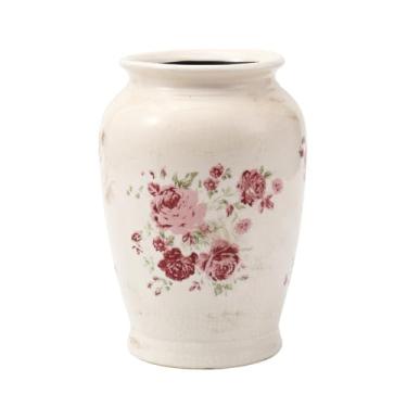 Imagem de ROLLSCERAY Vaso vintage para flores, vaso de chinês floral vermelho, vasos de cerâmica grandes, vasos de cerâmica rústica para decoração de casa, sala de estar, prateleira, escritório, decoração