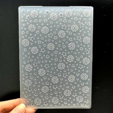 Imagem de Modelo de pasta em relevo de plástico 3D Natal flocos de neve textura de estrelas tamanho A6 para fazer cartões, faça você mesmo, scrapbooking, papel, artesanato, artesanato, scrapbook, artes