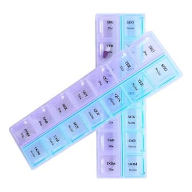 Imagem de Porta Comprimidos Organizador Semanal 14 Compartimentos Manhã e Noite Porta Medicamentos Suplementos e Vitaminas - Pillbox Porta Remédios e Pílulas