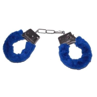 Imagem de Algema De Metal Em Pelúcia Acessórios Sensuais com Pelúcia, Algemas Leves com Chave 5268 (AZUL)