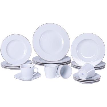 Imagem de Jogo de Jantar 20 Peças Tramontina Elisa Porcelana Filete Dourado 4 Pessoas Mesa