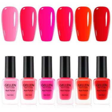 Imagem de Esmalte de unhas GELLEN Red Pink Set 6 cores Quick Dry 7 Days Last