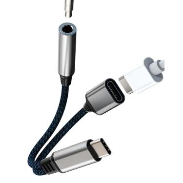 Imagem de Adaptador de carregador de fone de ouvido USB C (2 em 1) tipo C para divisor de áudio de fone de ouvido de 3,5 mm compatível com acessórios de cabo de carregamento Samsung, dongle auxiliar estéreo de