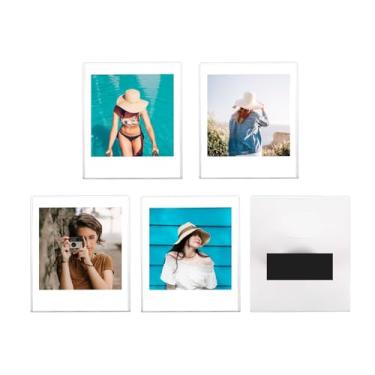 Imagem de HIYQIN Pacote de 5 molduras magnéticas em acrílico para fotos para fotos para Instax Square SQ1 / 6 / 10 / 20 / 40 filme, para fotos grandes de 2,8 x 3,4 polegadas, moldura magnética de geladeira