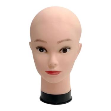 Imagem de OIIBWQ Suporte para exibição de perucas e manequins, modelo de cabeça careca, suporte para exposição de chapéus, loja de chapéus, salão de beleza, óculos e, com Maquiagem
