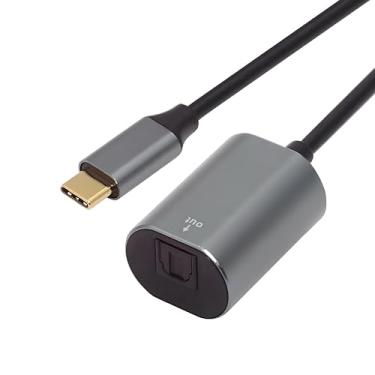 Imagem de NFHK Conector de áudio óptico tipo C para SPDIF Toslink Opt USB-C macho para interface de som de fibra óptica digital cabo adaptador fêmea para laptop desktop (20 cm)