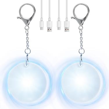 Imagem de FALESOUL 2 peças de luz de coração brilhante, luz de LED para bolsa de mão com sensor de interruptor automático, mini bolsa sensível ao toque, lâmpada de LED para mulheres (redonda)