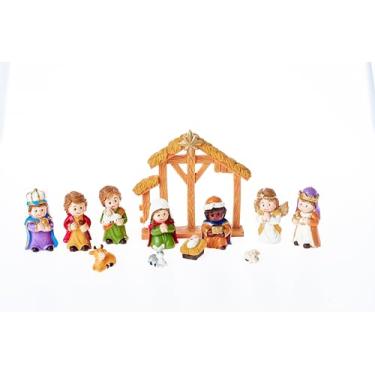 Imagem de WHLHMK Decoração de presépio de resina (colorida)