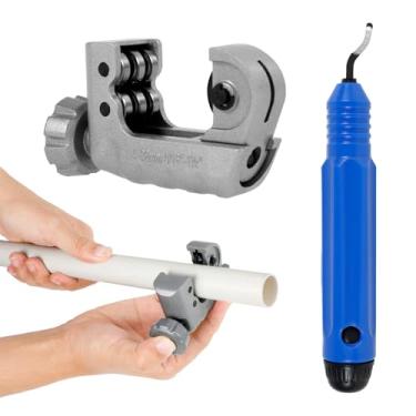 Imagem de Conjunto de cortador de tubos, cortador de tubulação de liga de alumínio, ferramenta de corte de tubo resistente com aparador de borda, fácil de usar para tubos de cobre, tubo, tubo de PVC