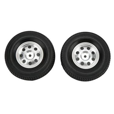 Imagem de aqxreight 2pcs 85 Mm de Pneu de Borracha CNC Metal Wheel para Tractor TRATOR TRAIRO /14 RC CAR para Pneus de Roda de Trailer de Tractor de Despejo para de Borracha /1485 Mm de RC 85mm