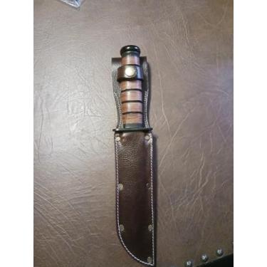 Imagem de Bainha de couro estilo Vietnã da Segunda Guerra Mundial para US Navy Mark 2 MK 2 ou KA-BAR bainha de couro serve para lâmina de 18 cm (marrom)