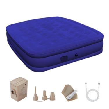 Imagem de Colchão Inflável (Colchão de Ar) de Alta Resistência com Colunas em Matriz e Bordas Reforçadas (Azul, Queen (padrão dos EUA))