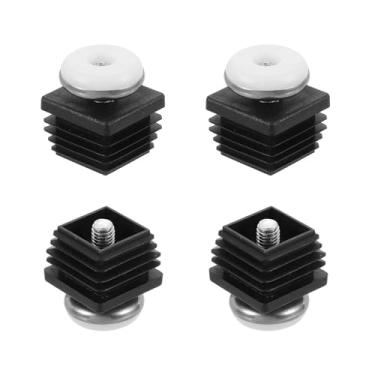 Imagem de DTGN Pés niveladores ajustáveis de 30 x 30 mm (CxL) - Conjunto com 4 - Bom para móveis - Kit de inserção ajustável quadrado deslizante para móveis - Preto