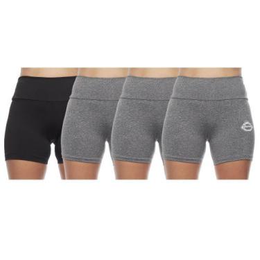 Imagem de Kit 4 shorts feminino curto meia coxa cos alto basica lisa uniforme pr