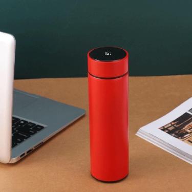 Imagem de Garrafa Termica 480ml Display Inox Lcd Termometro Copo Termico Medidor Temperatura Vermelho Luxo